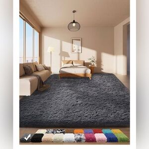 NEW Area Rug Non-Slip Grey Fluffy Soft Shag 4x6 Shaggy Kids Home Dorm